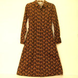 Boden Black and Mustard Floral Shirt Waist Dress